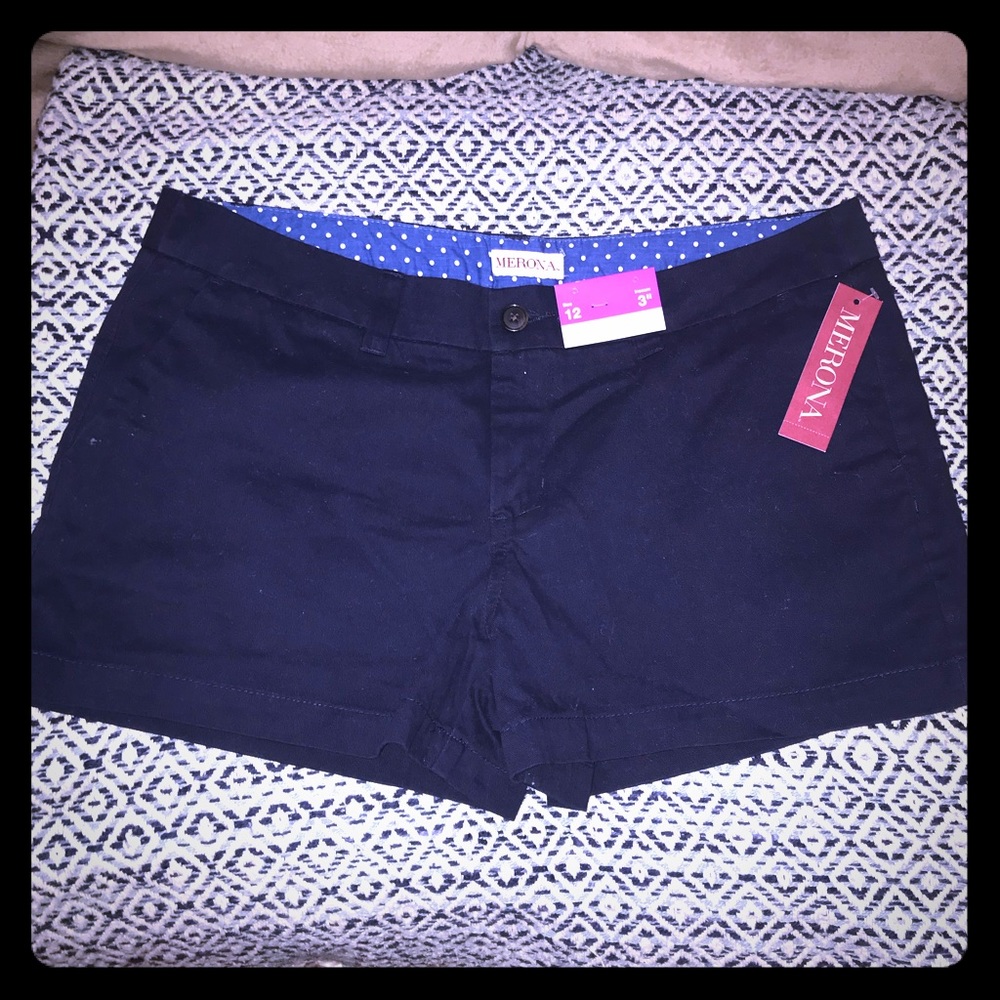 MERONA Women’s 100% Cotton Navy Blue Shorts Size12